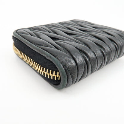 Miu Miu Zip Around Matelasse Leather, Black, Leather, Wallet