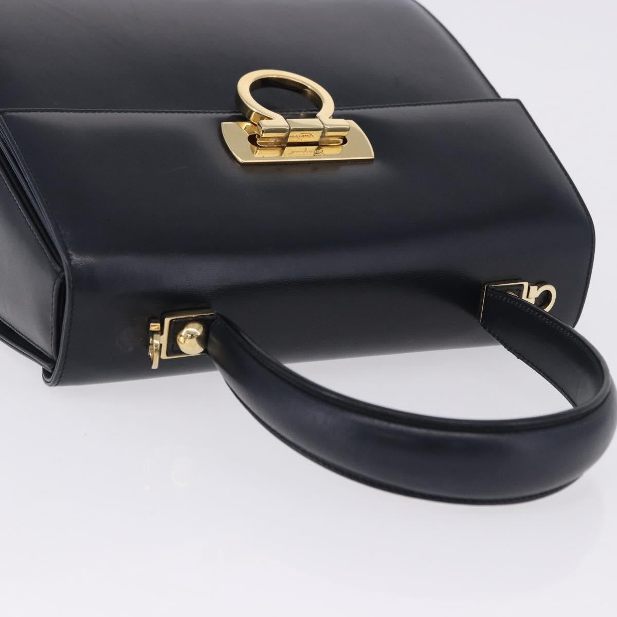 Salvatore Ferragamo Convertible Top Handle Leather, Navy, Leather, Handbag