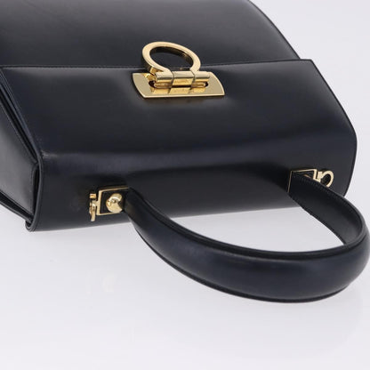Salvatore Ferragamo Convertible Top Handle Leather, Navy, Leather, Handbag