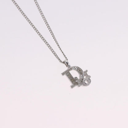 Christian Dior Vintage Dior Logo Metal and Crystal, Silver, Metal, Necklace