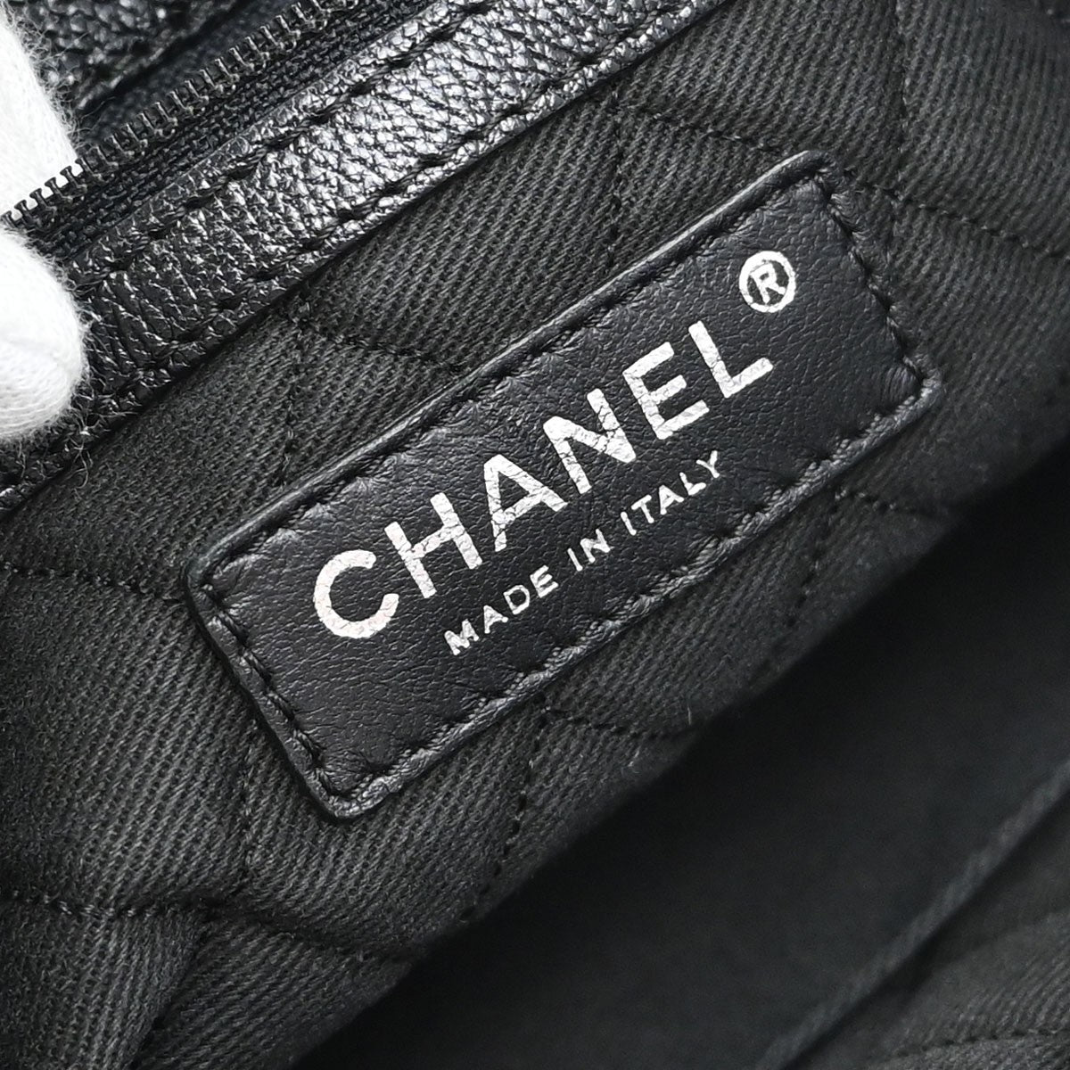 Chanel CC Tote Perforated Leather, Black, Leather, Tote Bag
