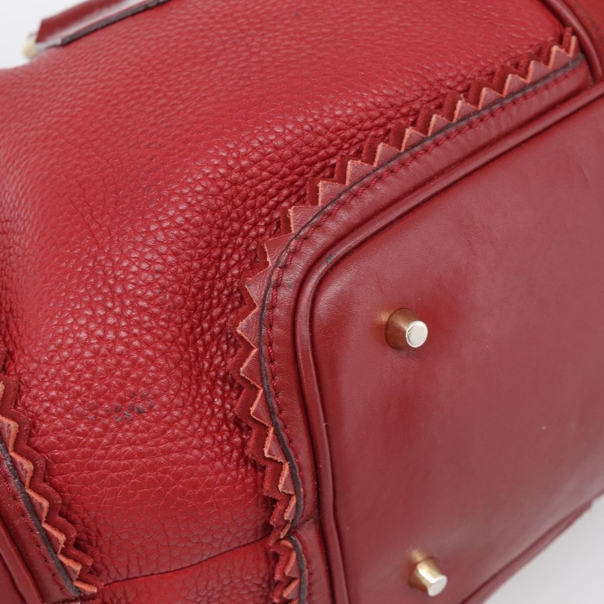 Burberry Hedwig Bowler Leather with Suede, Red, Leather, Handbag