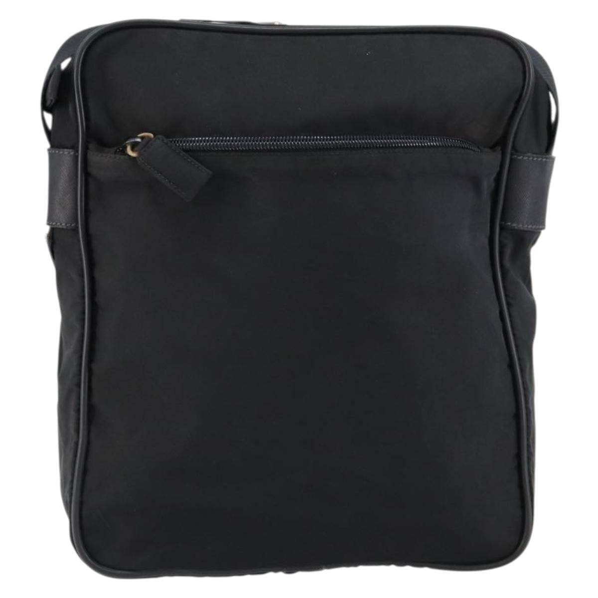 Prada Zip Messenger Tessuto with Leather, Black, Nylon, Handbag