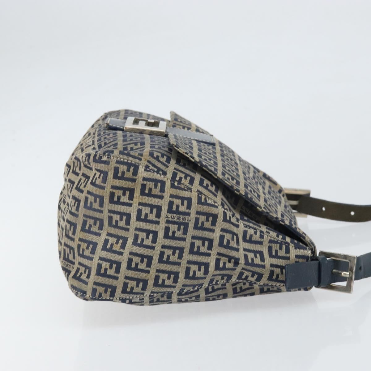 Fendi Mamma Baguette Zucchino canvas, Navy, Canvas, Shoulder Bag
