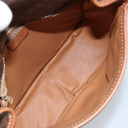 Celine Vintage Macadam Canvas and Leather, Brown, PVC, Shoulder Bag