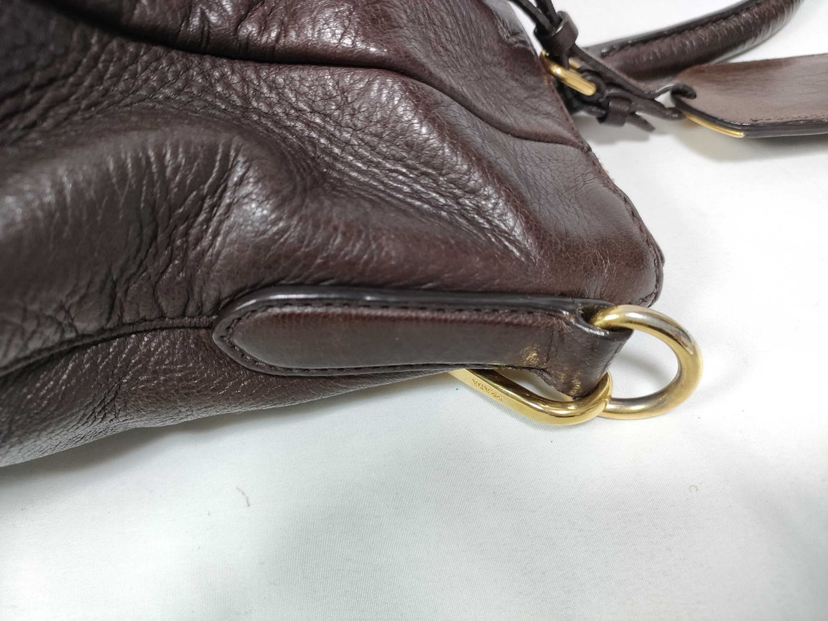 Prada Vitello Daino Convertible Tote Vitello Daino, Brown, Leather, Handbag