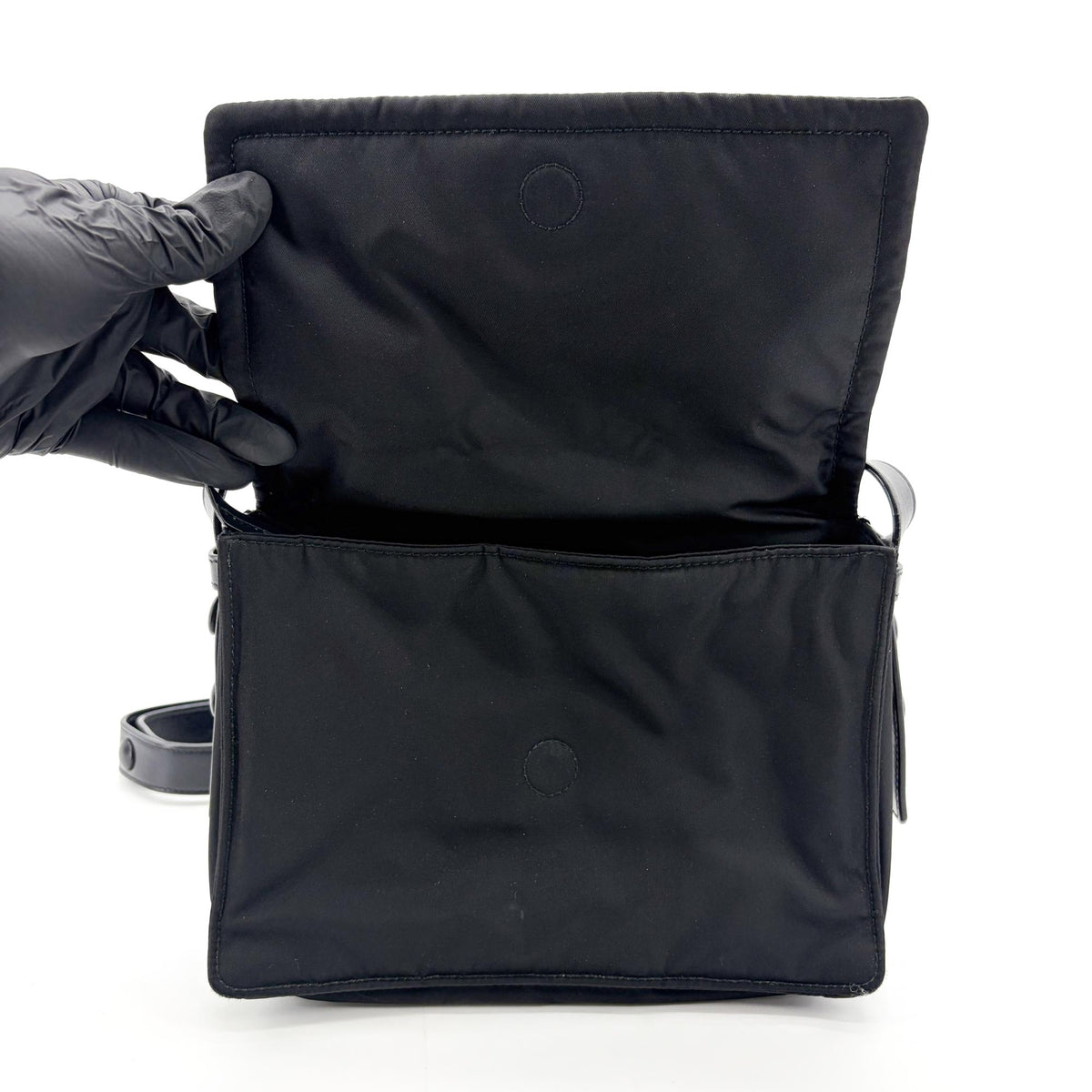 Prada Padded Flap Re-Nylon, Black, Nylon, Shoulder Bag