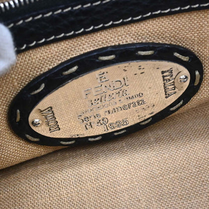 Fendi Selleria Frame Doctor Leather, Black, Leather, Handbag