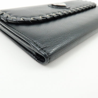 Christian Dior Trotter / Heart Motif Wallet Leather, Black, Leather, Wallet