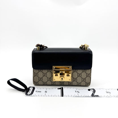 Gucci Padlock Chain Flap Blooms Print GG Coated Canvas and Leather, Brown, Canvas, Handbag