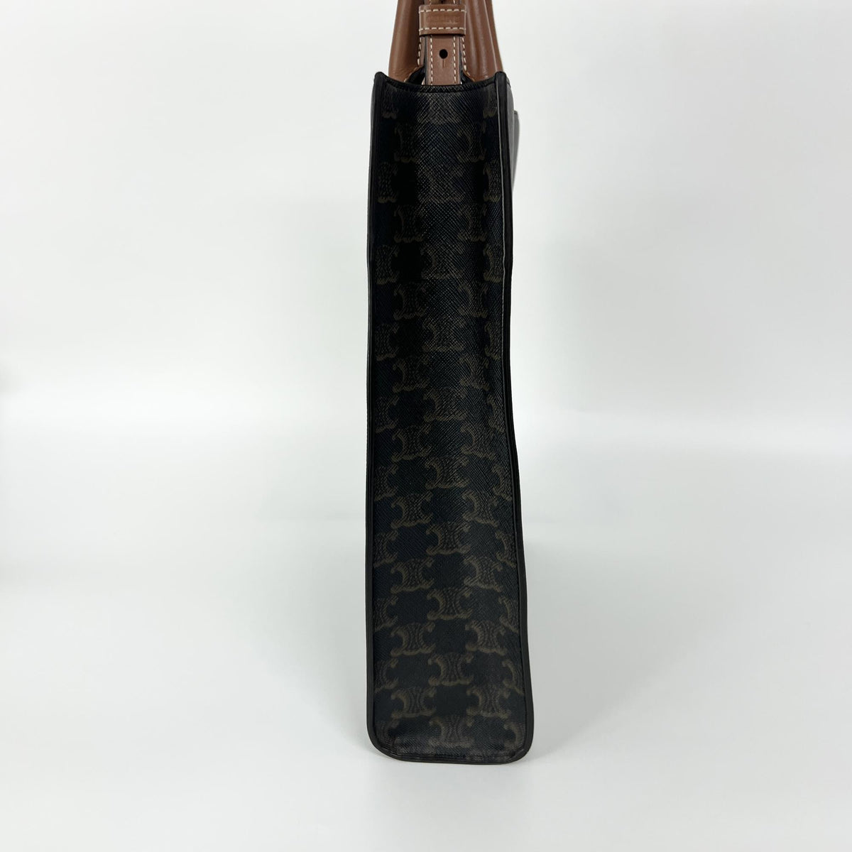 Celine Vertical Cabas Triomphe Coated Canvas, Brown, Canvas, Tote Bag