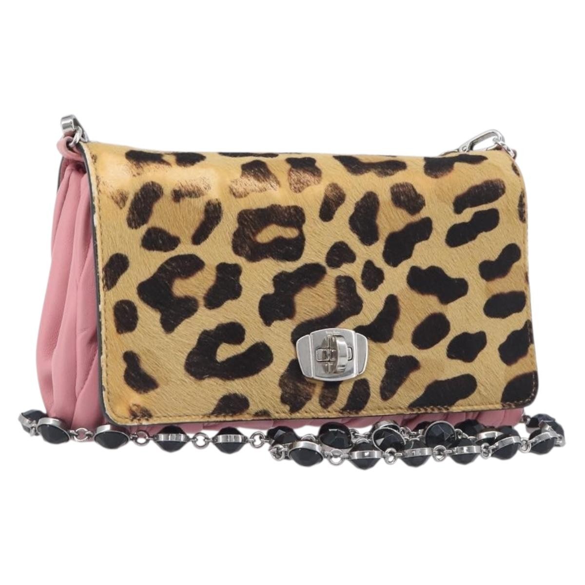 Miu Miu Convertible Flap Haircalf & Matelassé Nappa Leather, Pink, Calfskin, Crossbody Bag