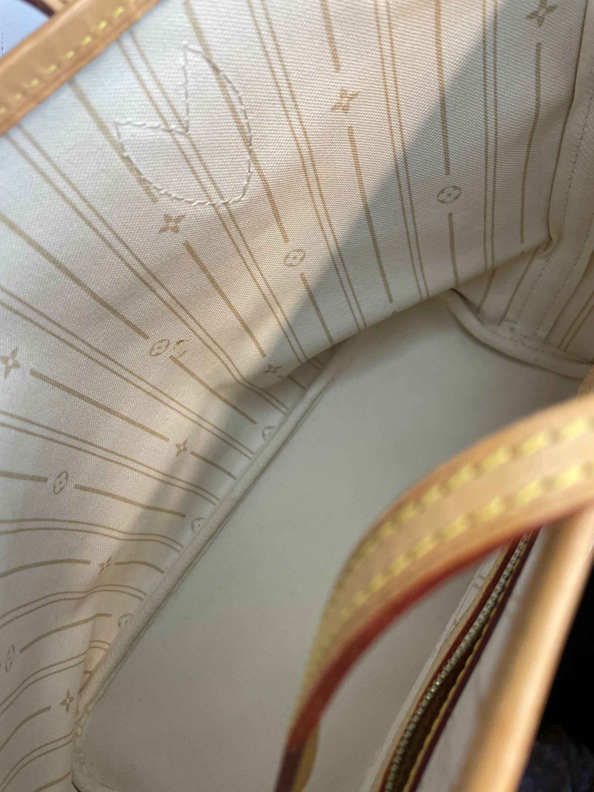 Louis Vuitton Neverfull Tote Damier, WHITE, CANVAS, Tote bag