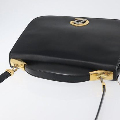 Christian Dior Vintage CD Logo Leather, Black, Leather, Shoulder Bag