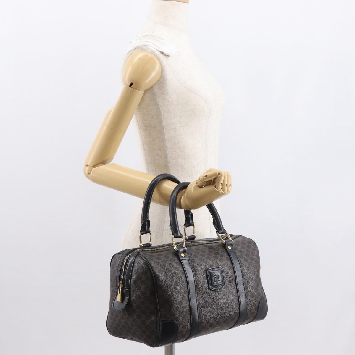 Celine Vintage Duffle Macadam Coated Canvas, Black, Canvas, Handbag