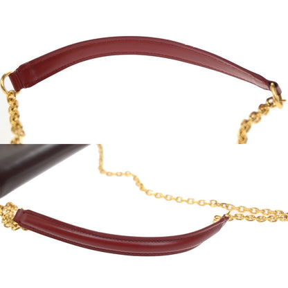 Celine C Wallet on Chain Leather, Black, Leather, Clutch
