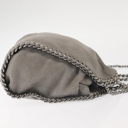 Stella McCartney Falabella Fold Over Faux Suede, Gray, Synthetic, Shoulder Bag