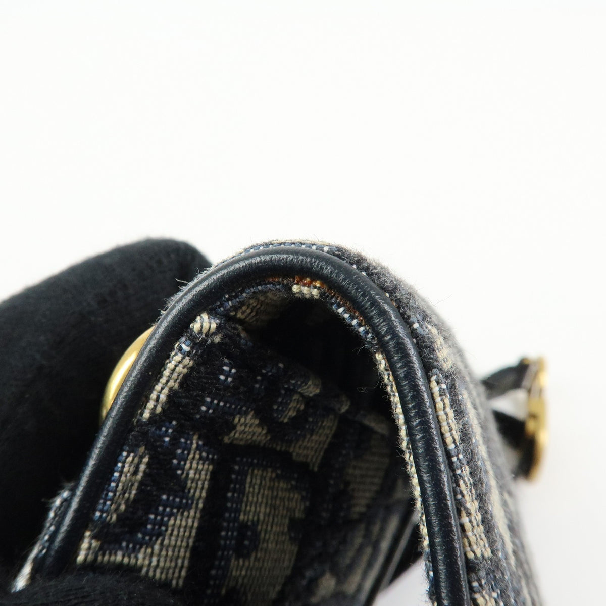 Christian Dior Saddle Belt Oblique Canvas, Navy, Canvas, Handbag