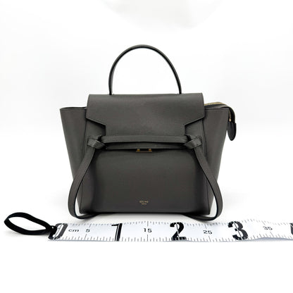 Celine Belt Calfskin, Gray, Leather, Handbag