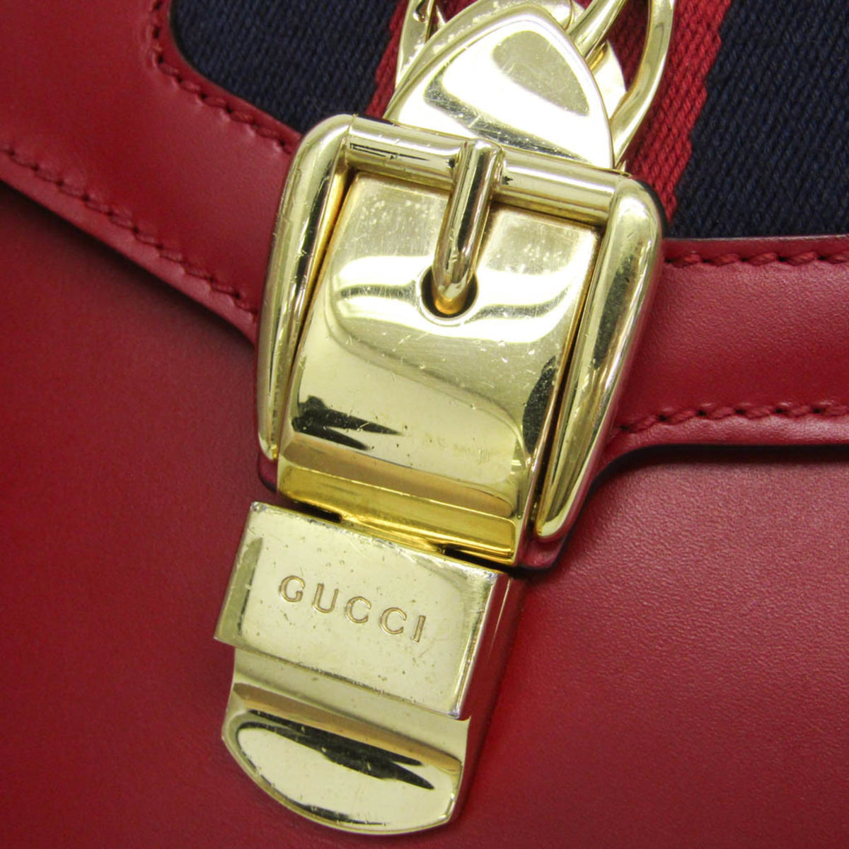 Gucci Sylvie Leather, Red, Leather, Shoulder Bag