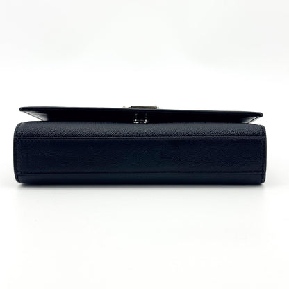 Saint Laurent Classic Monogram Grainy Leather, Black, Leather, Crossbody Bag