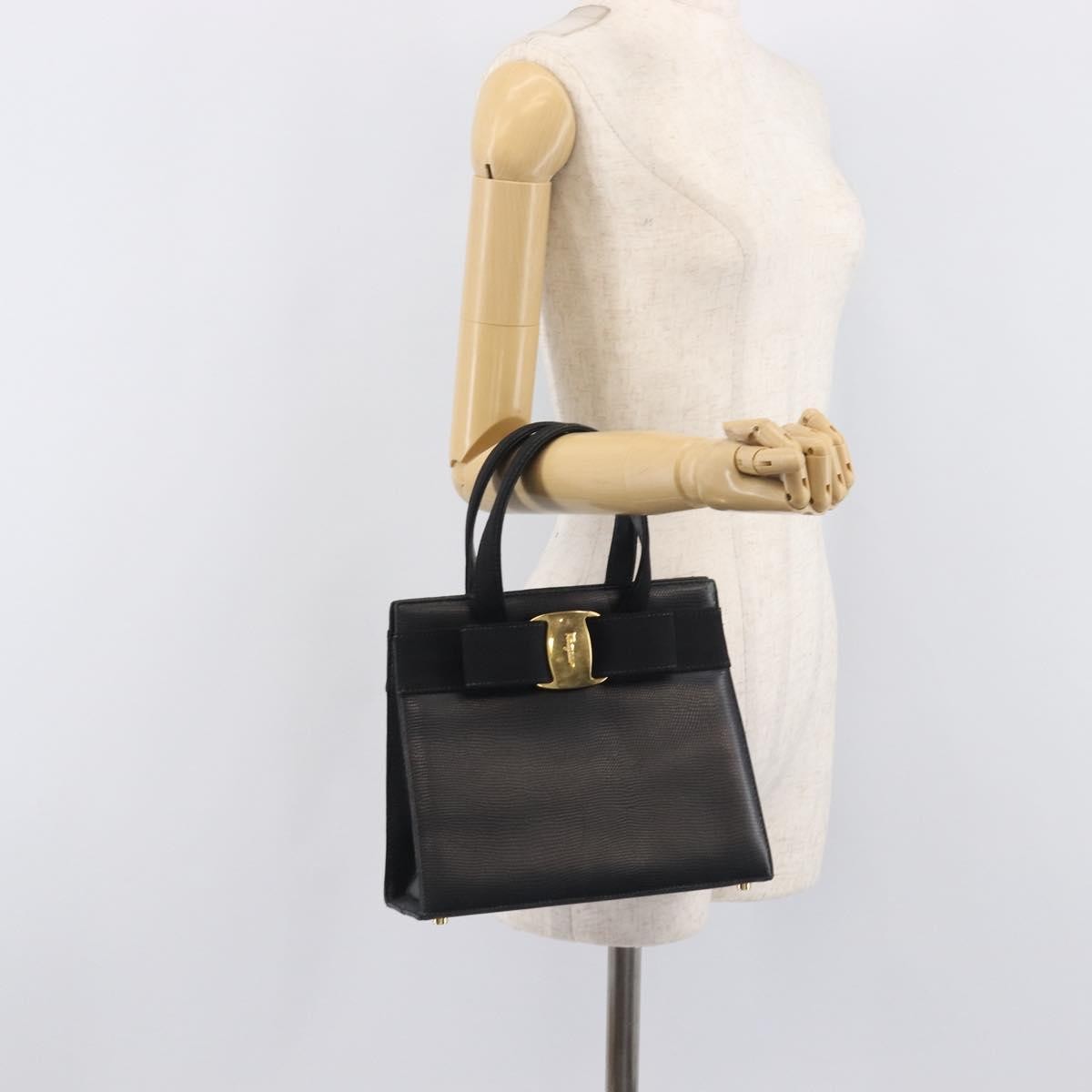 Salvatore Ferragamo Convertible Vara Bow Leather, Black, Leather, Tote Bag