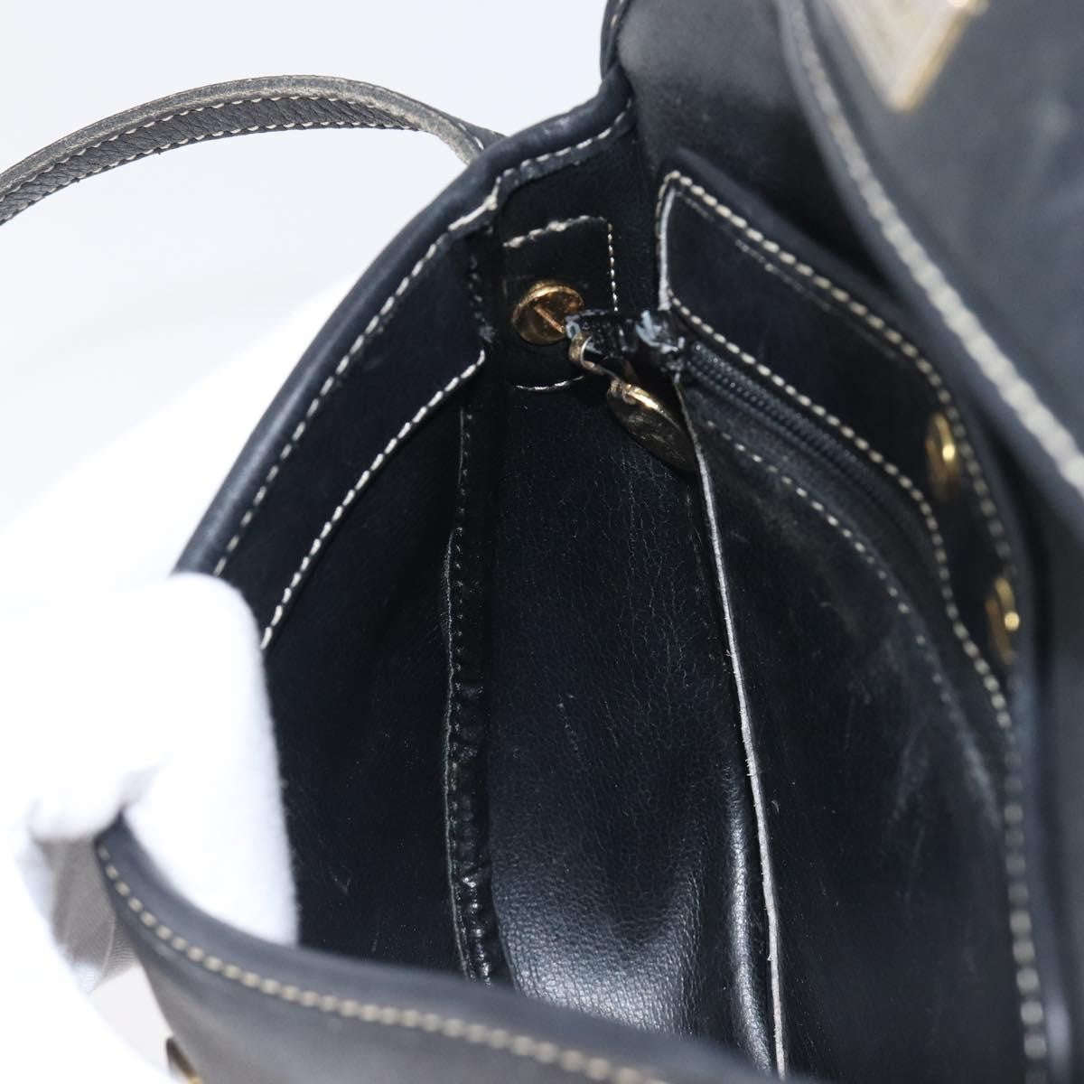 Christian Dior Vintage CD Logo Leather, Navy, Leather, Shoulder Bag
