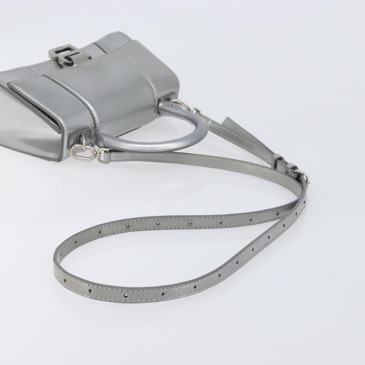 Balenciaga Hourglass Top Handle Leather, Silver, Leather, Handbag