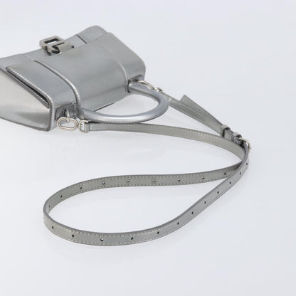 Balenciaga Hourglass Top Handle Leather, Silver, Leather, Handbag