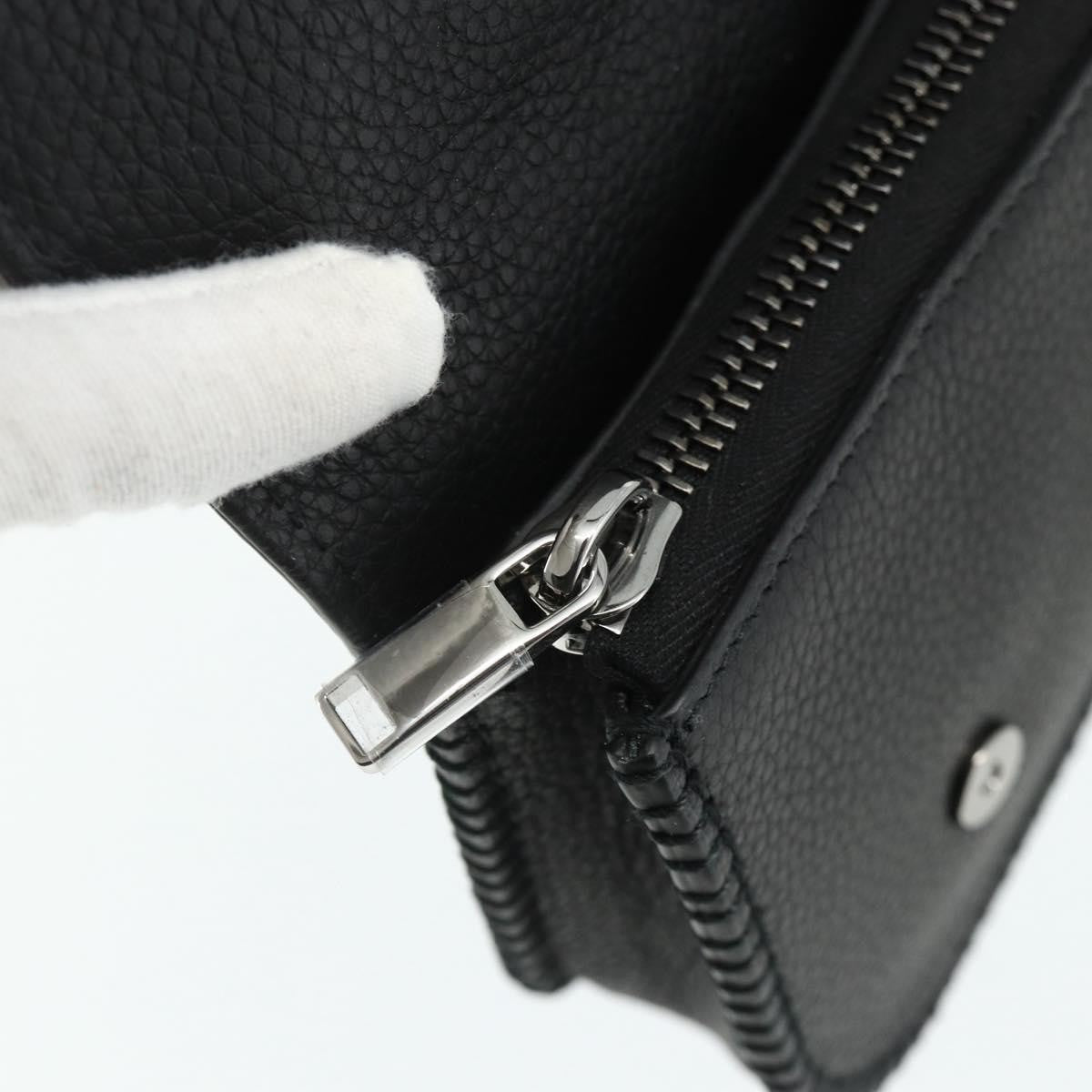 Christian Dior Saddle Pouch Belt Leather, Black, Leather, Clutch
