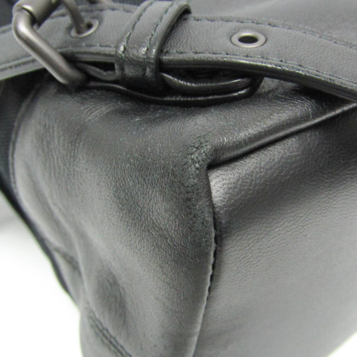 Bottega Veneta Drawstring Printed Canvas with Intrecciato Leather, Black, Canvas, Backpack
