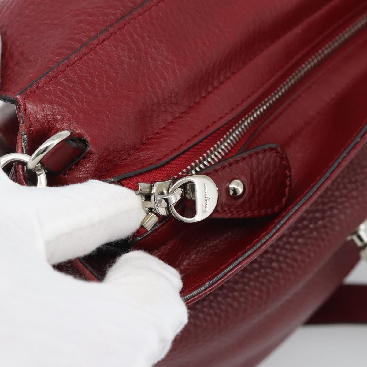 Salvatore Ferragamo Sofia Satchel Leather, Red, Leather, Handbag