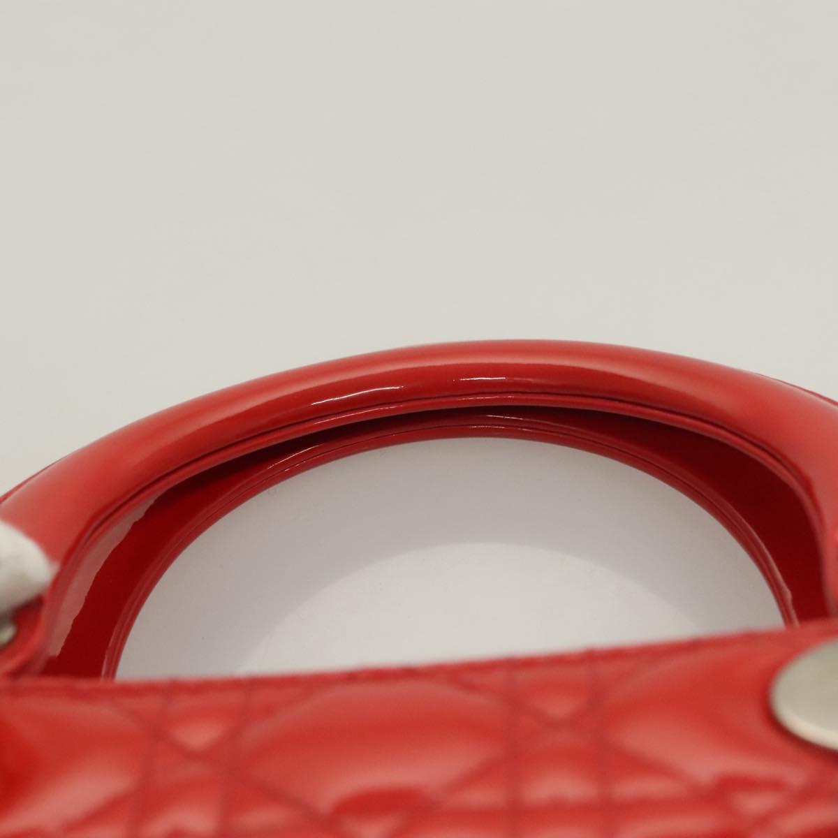 Christian Dior Vintage Lady Dior Patent Patent leather, "red + Silver", Patent Leather, Handbag