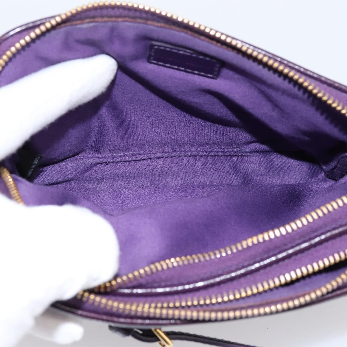 Miu Miu Double Zip Pochette Leather, Purple, Leather, Clutch