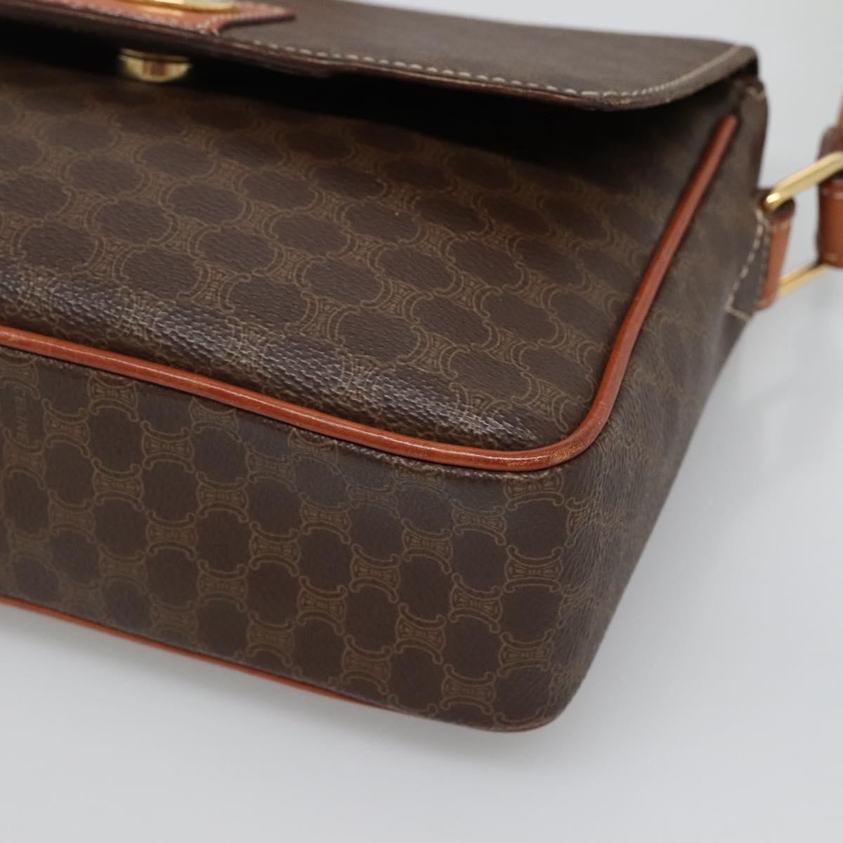Celine Vintage Macadam Canvas and Leather, Brown, Canvas, Shoulder Bag