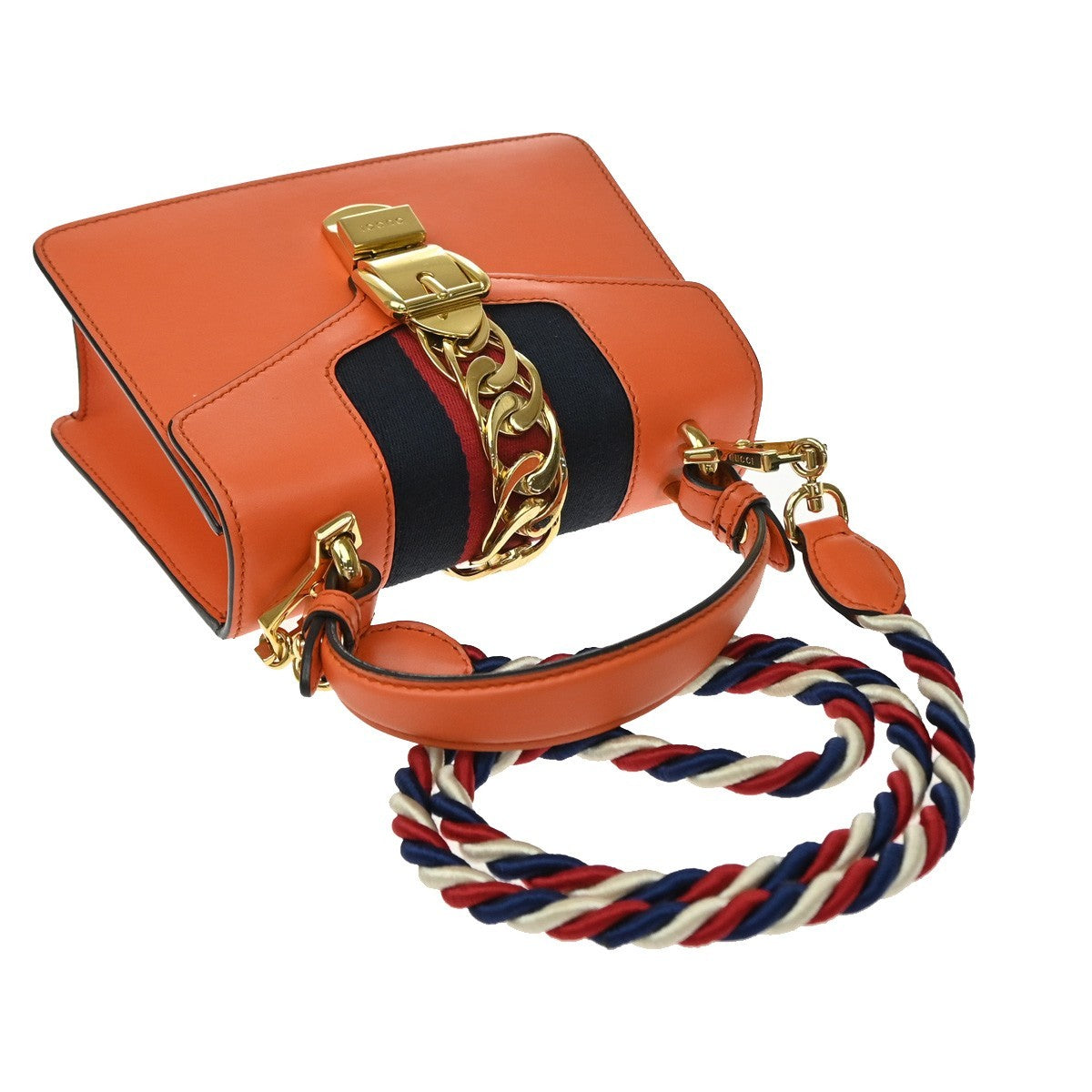 Gucci Sylvie Leather, Orange, Leather, Handbag