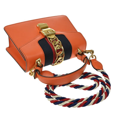 Gucci Sylvie Leather, Orange, Leather, Handbag