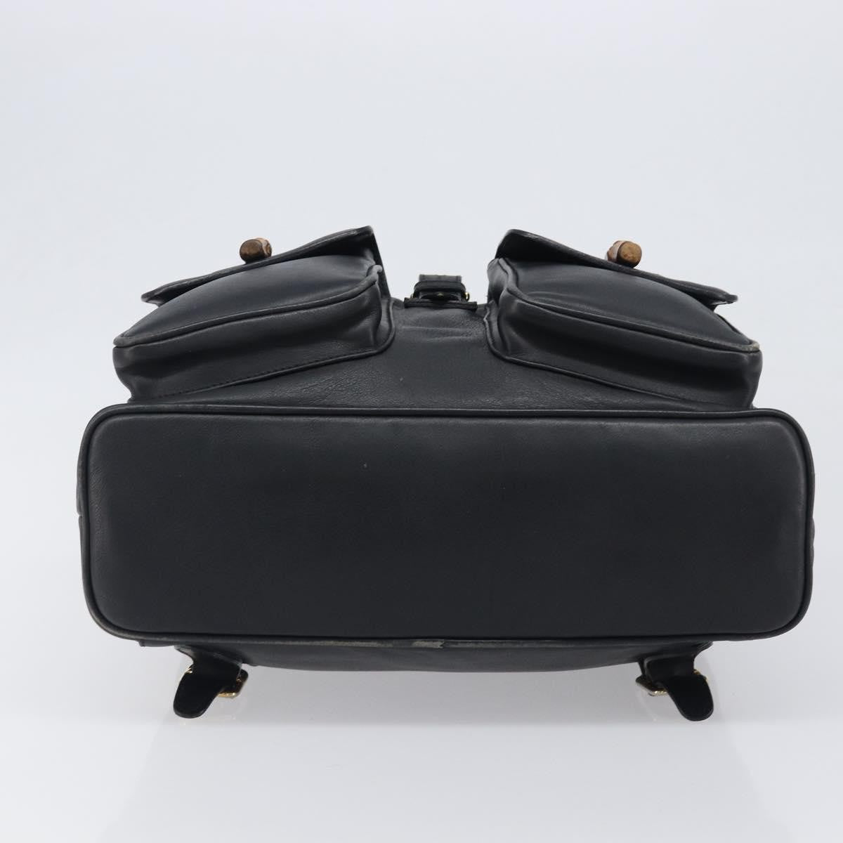 Gucci Vintage Bamboo Leather, Black, Leather, Backpack