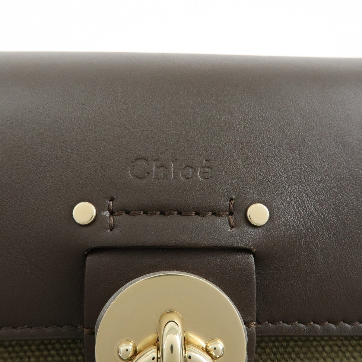 Chloe Tess Canvas with Leather, Green, Canvas, Handbag