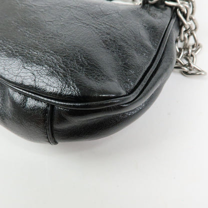 Balenciaga Le Cagole Giant Studs Chain Leather, Black, Leather, Shoulder Bag