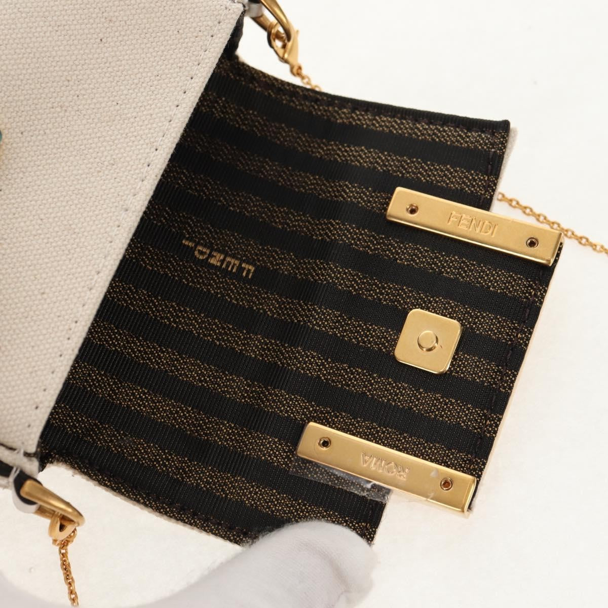 Fendi Chain Baguette Charm Zucca Embroidered Canvas, Multicolour, Canvas, Shoulder Bag