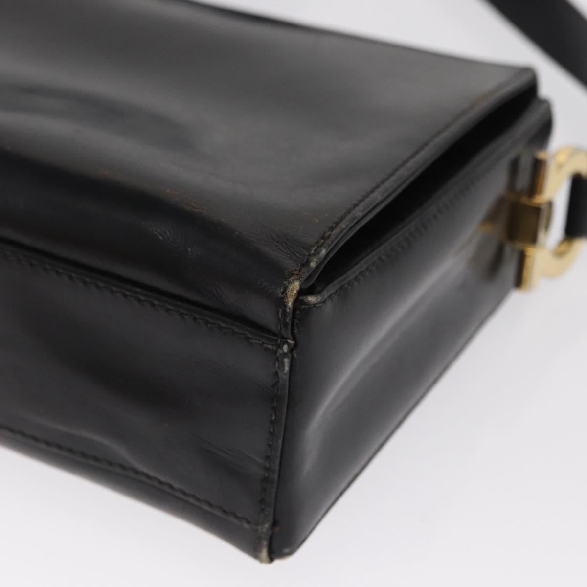 Salvatore Ferragamo Vintage Gancini Flap Leather, Black, Leather, Shoulder Bag