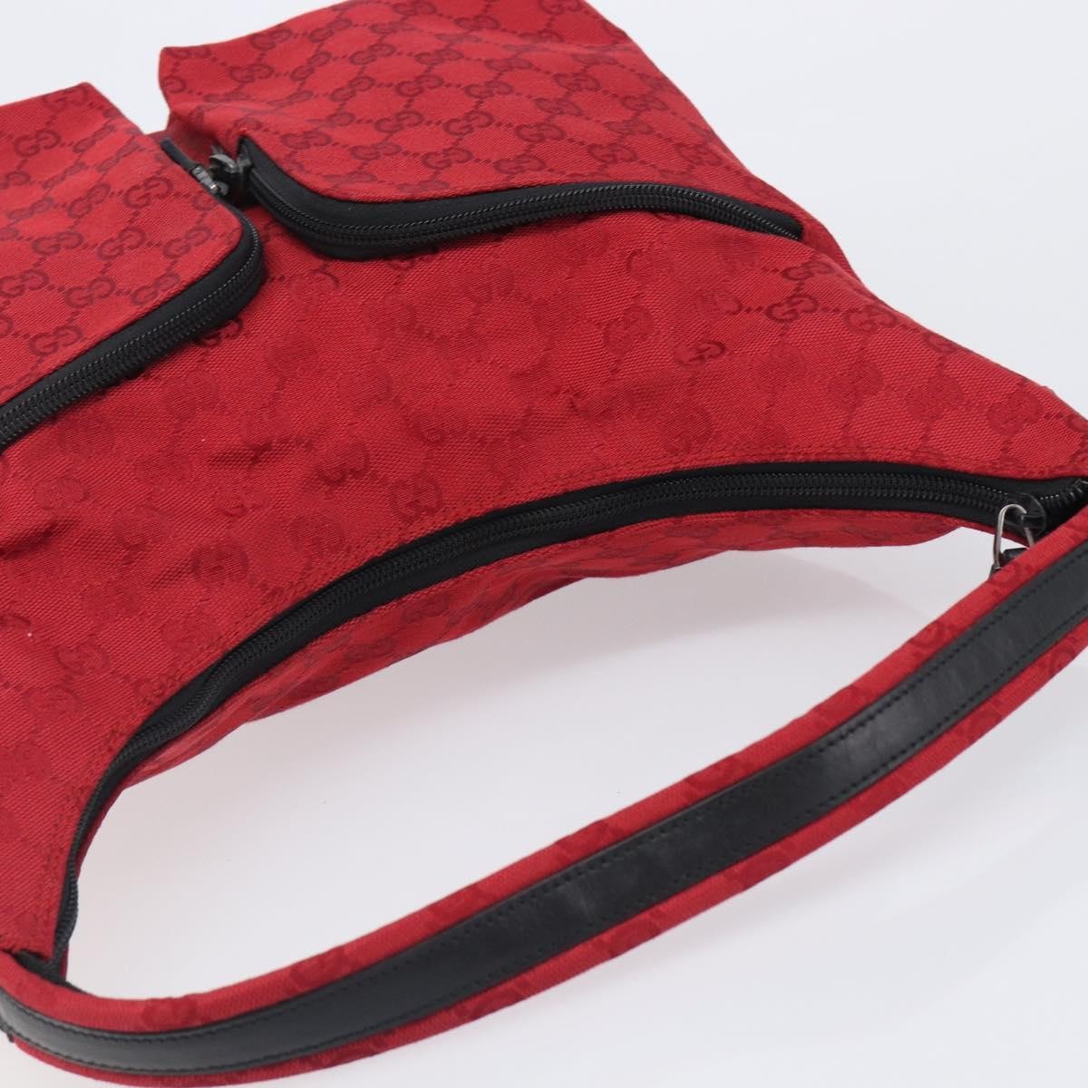 Gucci Double Pocket Zip Hobo GG Canvas, Red, Canvas, Shoulder Bag