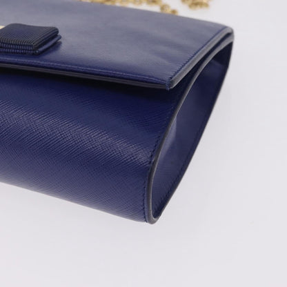 Salvatore Ferragamo Vala Chain Leather, Blue, Leather, Shoulder Bag