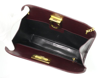 Salvatore Ferragamo Vintage Gancini Chain Leather, Burgundy, Leather, Shoulder Bag