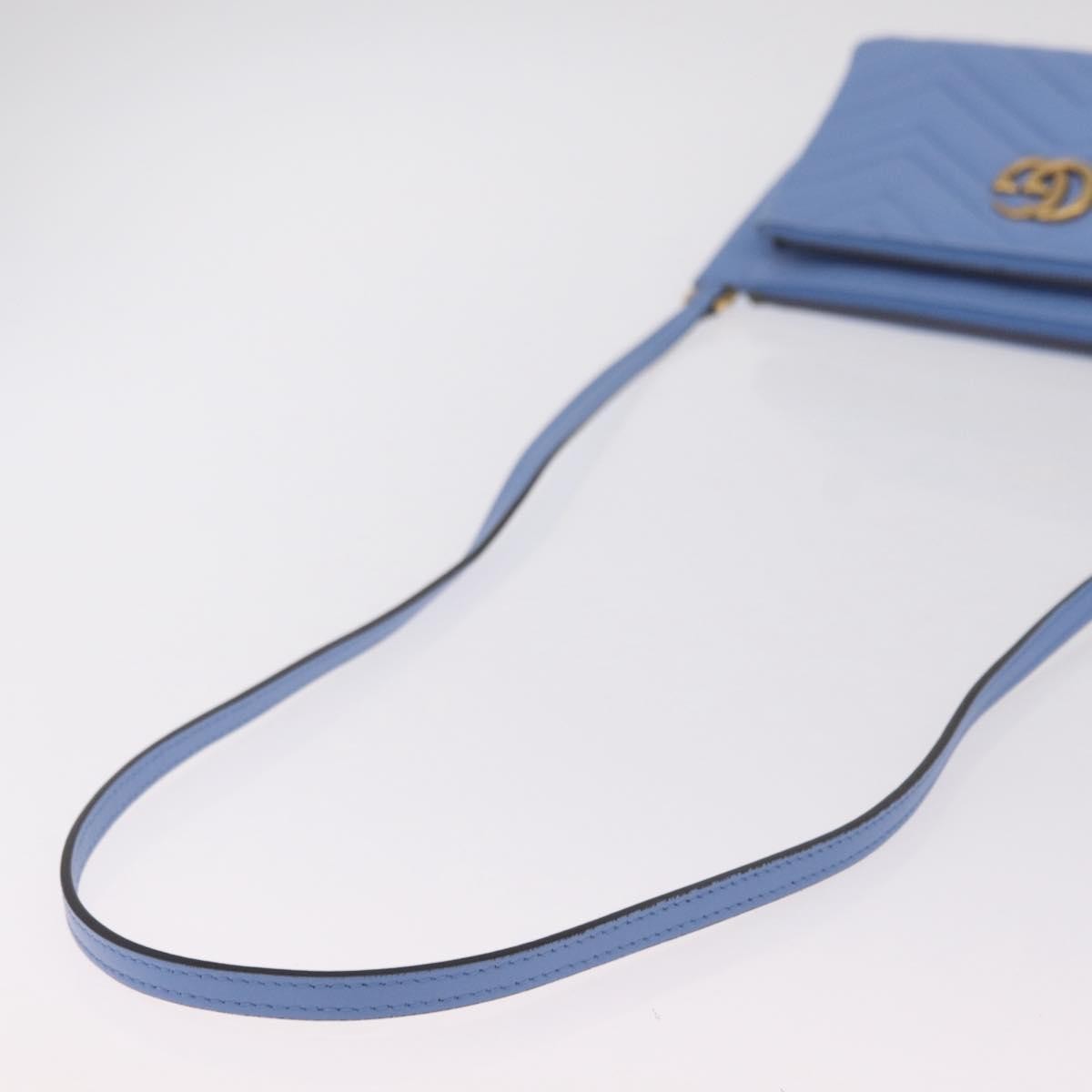 Gucci GG Marmont Double Matelasse Leather, Blue, Leather, Crossbody Bag