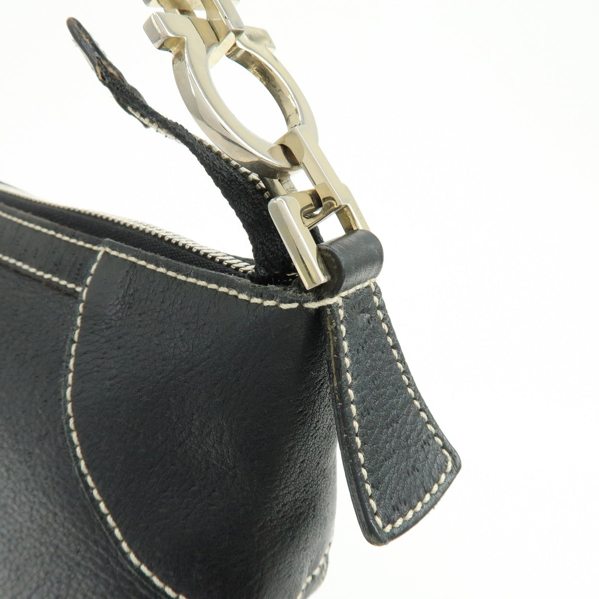 Salvatore Ferragamo Gancini Leather, Black, Leather, Crossbody Bag