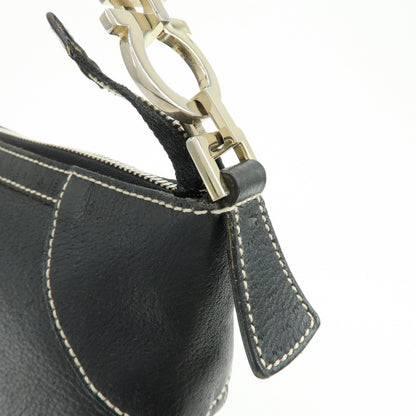 Salvatore Ferragamo Gancini Leather, Black, Leather, Crossbody Bag