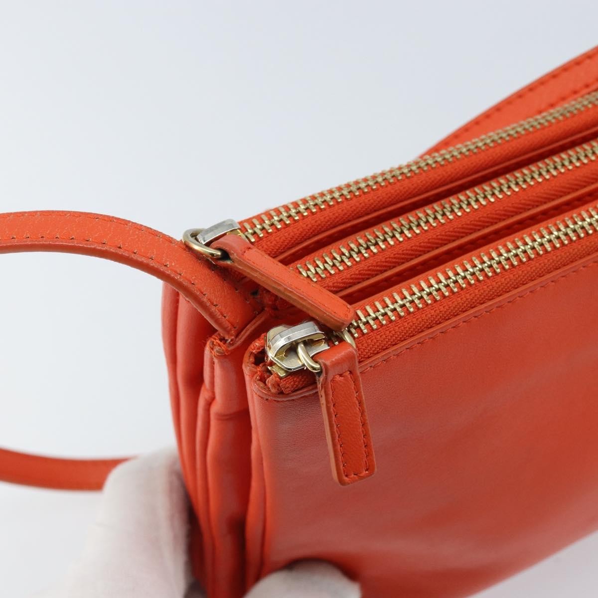 Celine Trio Leather, Orange, Leather, Shoulder Bag