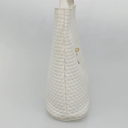 Bally Vintage Quilted leather, White, Leather, Shoulder Bag